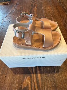 Freshly Picked rose gold Malibu Toddler Sandals with Buckle Strap- size 5